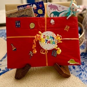 Red Birthday Mystery Kids Book Gift Set with Stickers